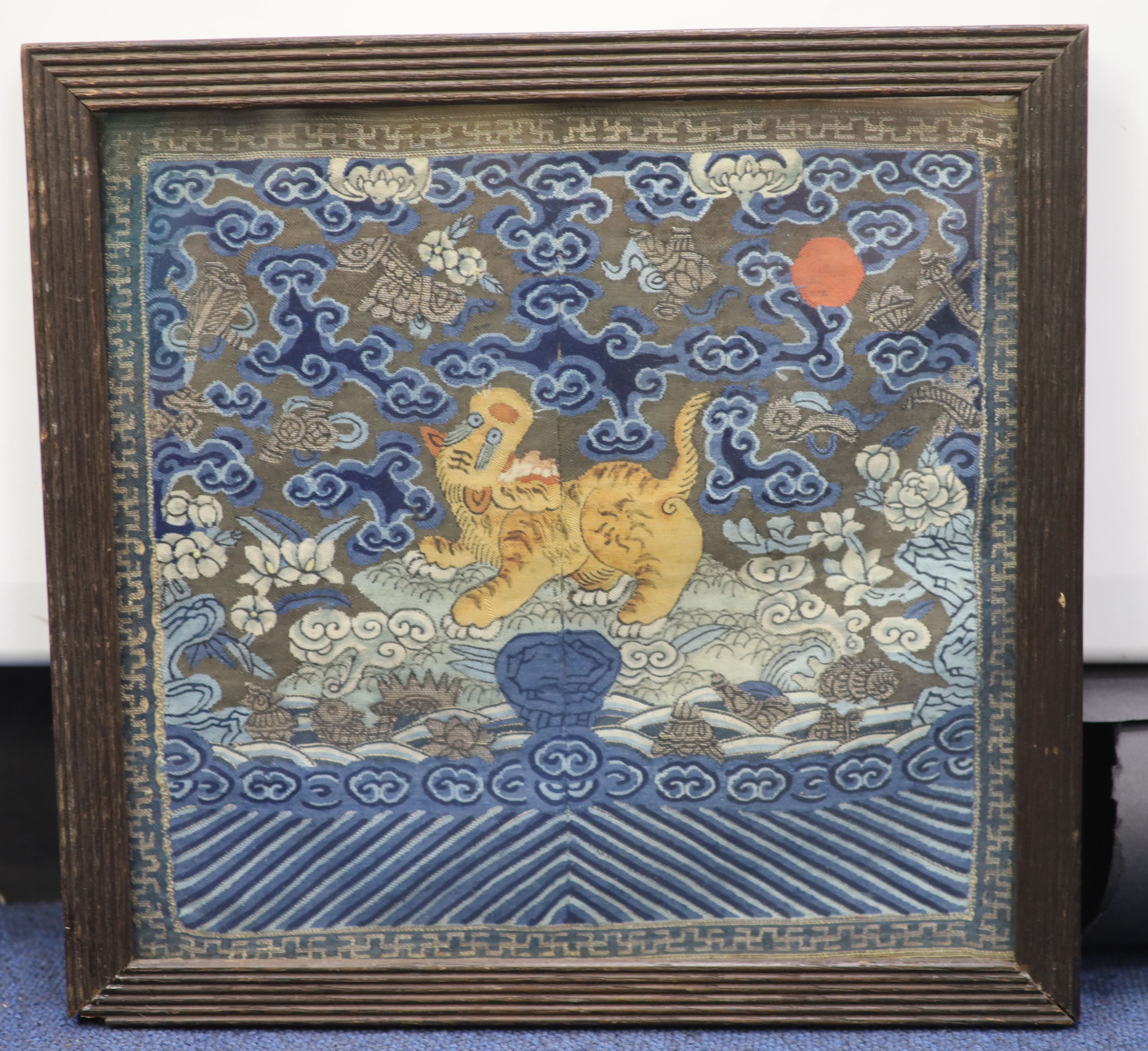 A Chinese kesi tiger military fourth rank badge, late Qing dynasty, Provenance - A. T. Arber-Cooke